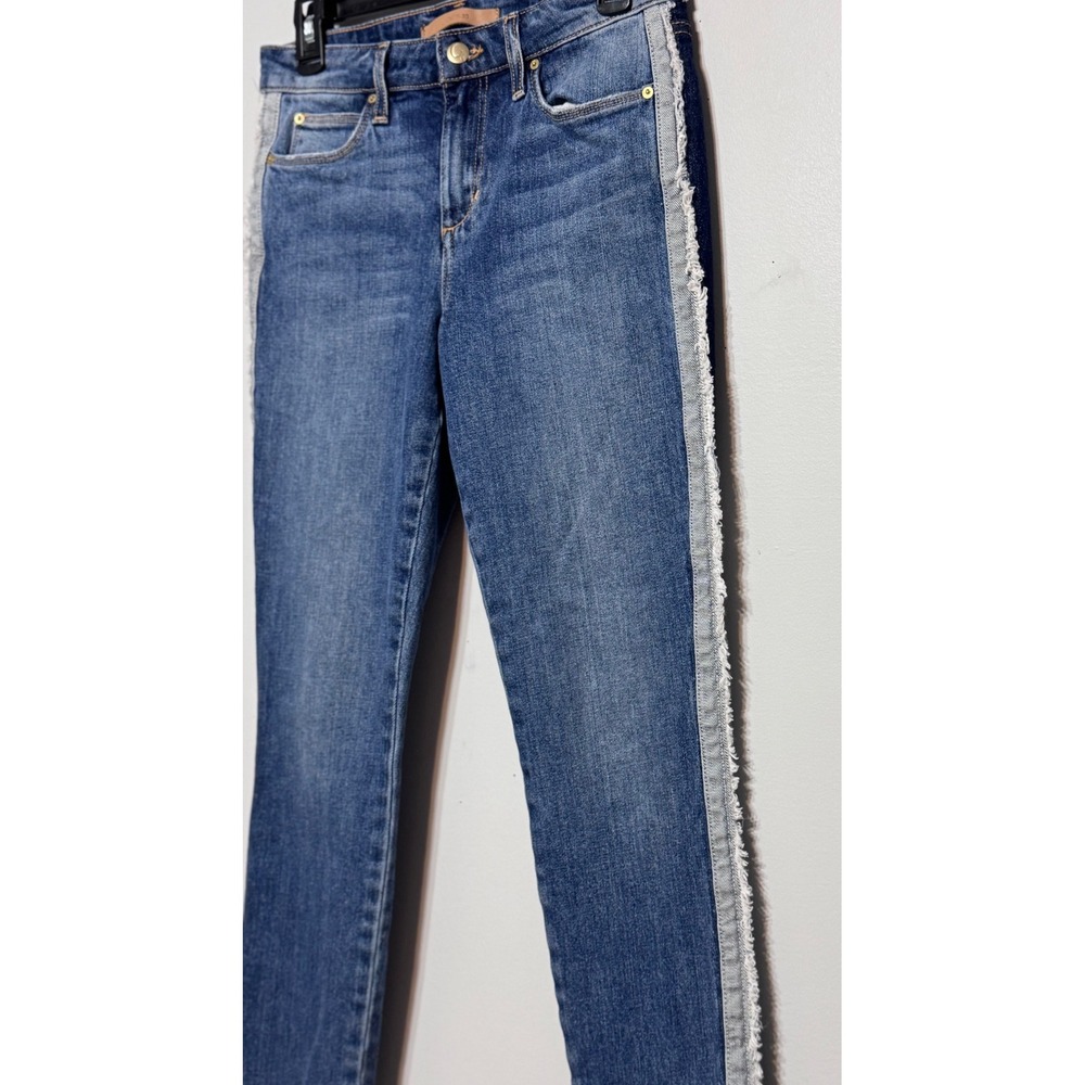 Joe's Jeans The Icon Mid Rise Crop Size 27 Raw Hem Contrast Side Stripe Comfort - Picture 2 of 7